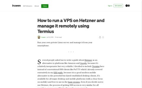 How to run a VPS on Hetzner and manage it remotely using ...