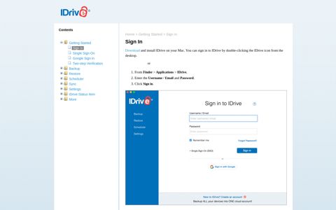 Sign In - IDrive For Mac