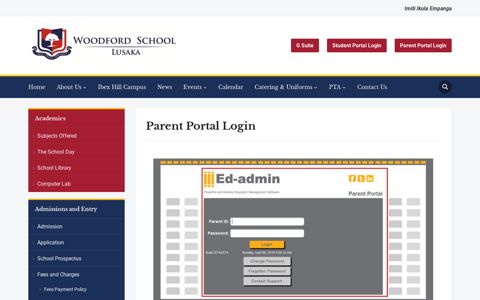 Parent Portal Login – Woodford School Lusaka