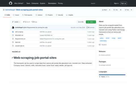 Ashishkapil/Web-scraping-job-portal-sites: Data can ... - GitHub