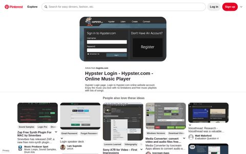 Hypster Login | Online music player, Music playlist, Login