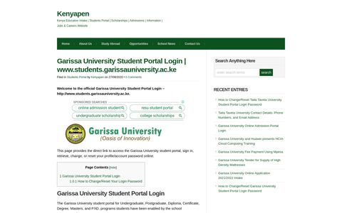 Garissa University Student Portal Login | www.students ...