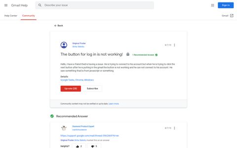The button for log in is not working! - Gmail Community