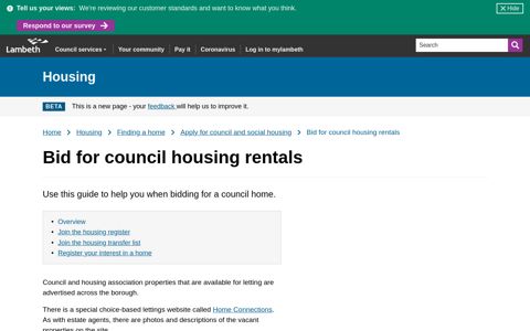 Bid for council housing rentals | Lambeth Council