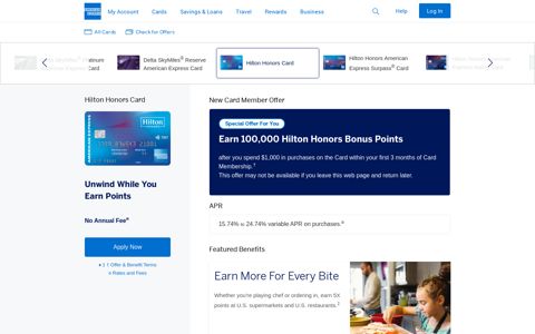 Hilton Honors™ Credit Card | American Express