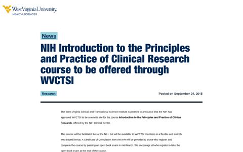 NIH Introduction to the Principles and Practice of Clinical ...