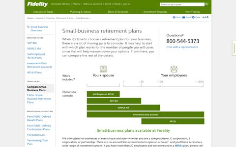 Small-business retirement plans | Compare plans | Fidelity