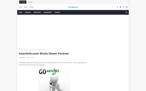 Goarticle.com Shuts Down Forever - TechBadoo - Blogging ...