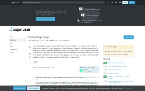 Fedora login loop - Super User
