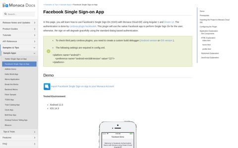 Facebook Single Sign-on App | Monaca Docs
