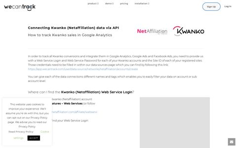Connecting Kwanko (Netaffiliation) via API - WeCanTrack