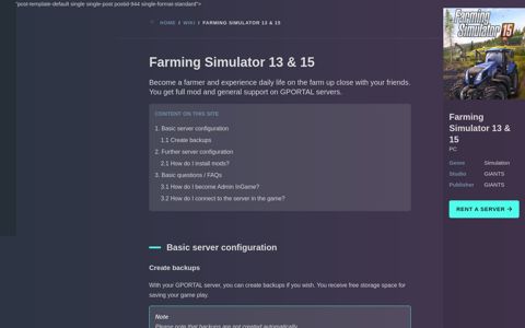 Farming Simulator 13 & 15 Server Settings - GPORTAL Wiki