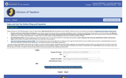 Sales and Use Tax Login