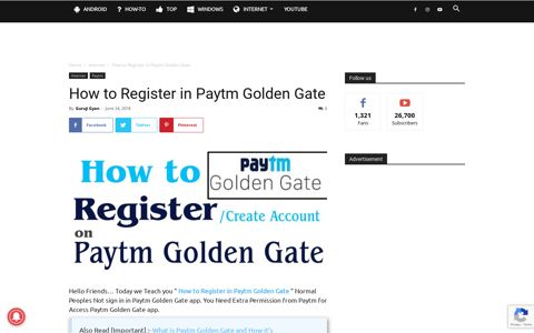 How to Register in Paytm Golden Gate - Gdgtsinfo