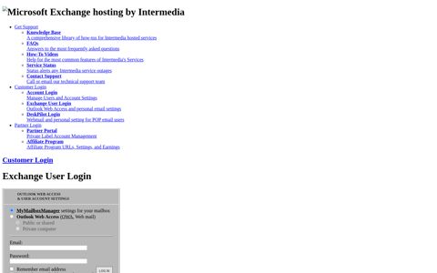 Intermedia – Exchange User Login - Luna IT Services