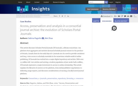 the evolution of Scholars Portal Journals - UKSG Insights
