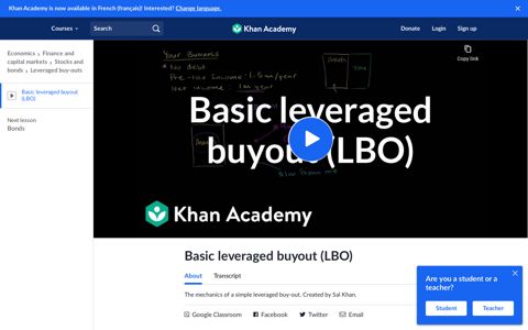 Basic leveraged buyout (LBO) (video) | Khan Academy