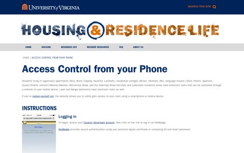 Access Control from your Phone - Housing and Residence Life