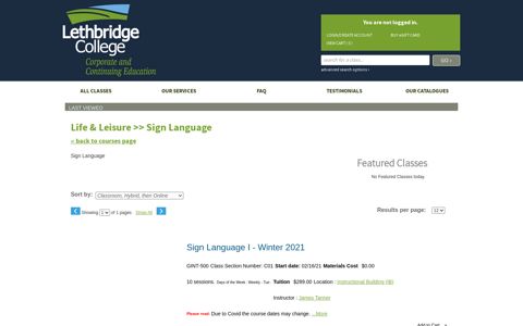 Sign Language Classes - Lethbridge College
