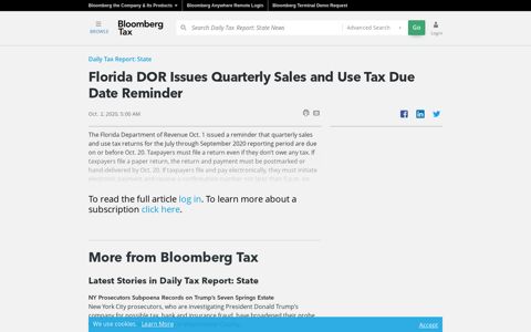 Florida DOR Issues Quarterly Sales and Use Tax Due Date ...