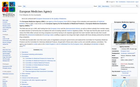European Medicines Agency - Wikipedia