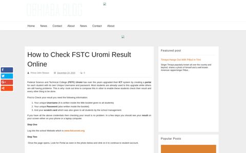 How to Check FSTC Uromi Result Online - obhiaba cyrack