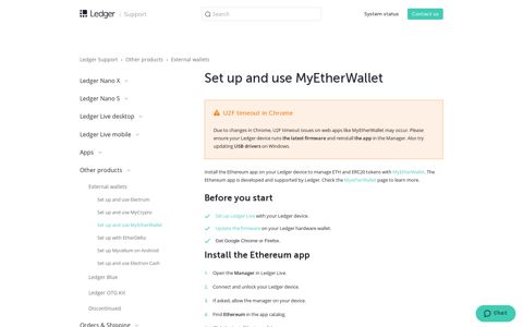 Set up and use MyEtherWallet – Ledger Support