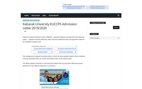Kabarak University KUCCPS Admission Letter 2019/2020 ...