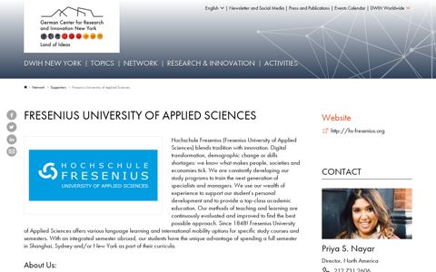 Fresenius University of Applied Sciences | DWIH New York