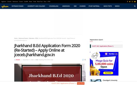 Jharkhand B.Ed Application Form 2020 (Re-Started) - Apply ...