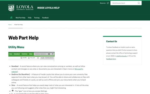 Web Part Help - Inside Loyola Help - Loyola University Maryland