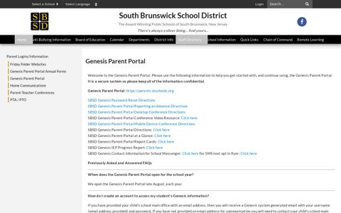 Genesis Parent Portal - South Brunswick Board of Education