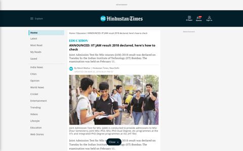 ANNOUNCED: IIT JAM result 2018 declared, here's how to ...