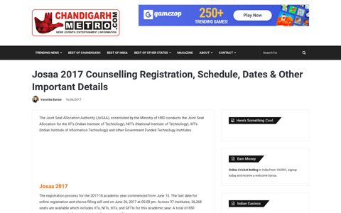 Josaa 2017 Counselling Registration, Schedule, Dates ...