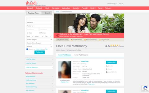 Leva Patil Matrimony & Matrimonial Site - Shaadi.com