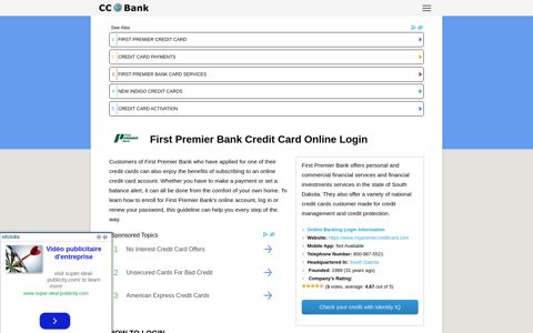 First Premier Bank Credit Card Online Login - CC Bank
