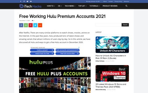 Free Working Hulu Premium Accounts 2020 - iTech Hacks