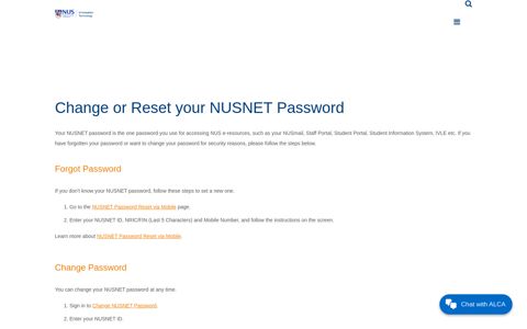 Change or Reset your NUSNET Password – NUS Information ...