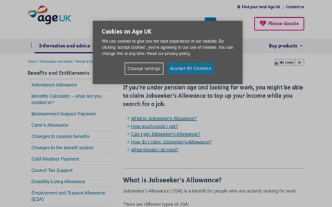 Jobseeker's allowance (JSA) | Age UK