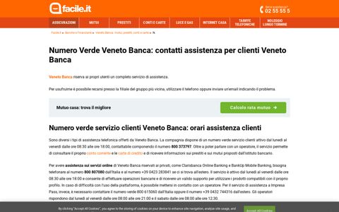 Numero Verde Veneto Banca | Facile.it