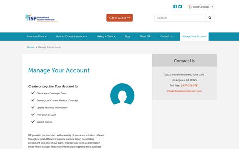 Manage Your Account | International Student Protection
