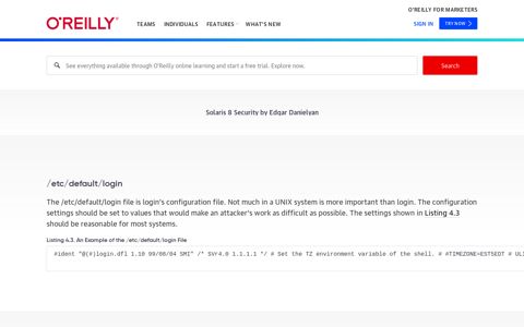 /etc/default/login - Solaris 8 Security [Book] - O'Reilly