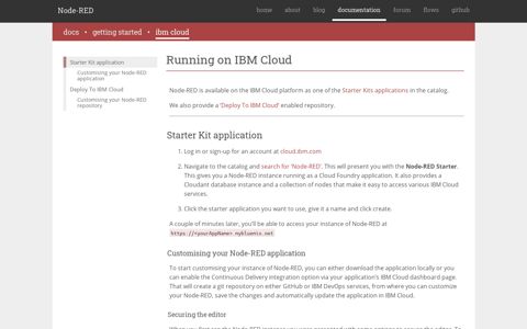 Running on IBM Cloud : Node-RED