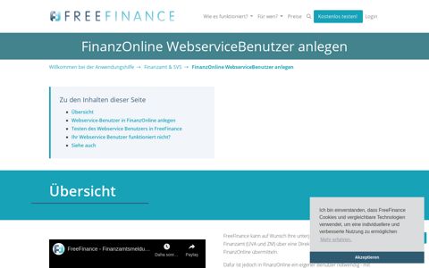 FinanzOnline WebserviceBenutzer Anlegen - FreeFinance