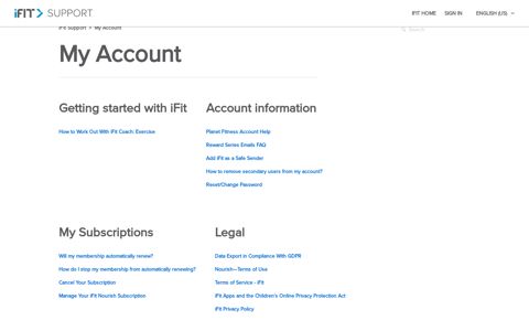 My Account – iFit Support