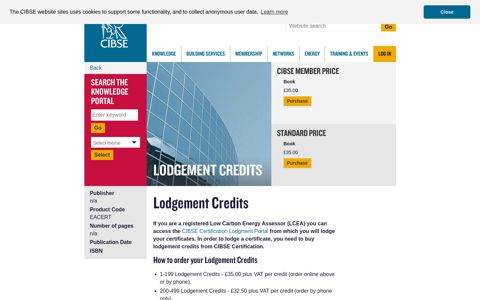 Lodgement Credits - CIBSE - Building Services Knowledge