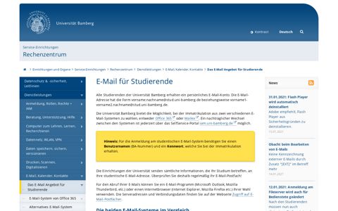 Das E-Mail Angebot für Studierende - Universität Bamberg