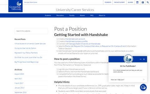Post a Position - University Career Services - GSU Career ...