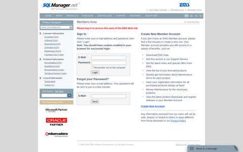 Members Area - EMS SQL Manager