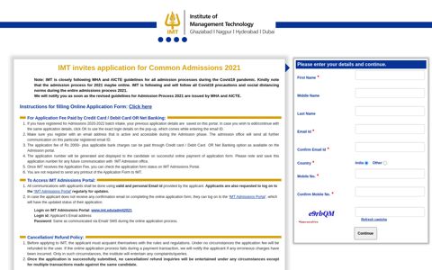 IMT invites application for Common Admissions 2021